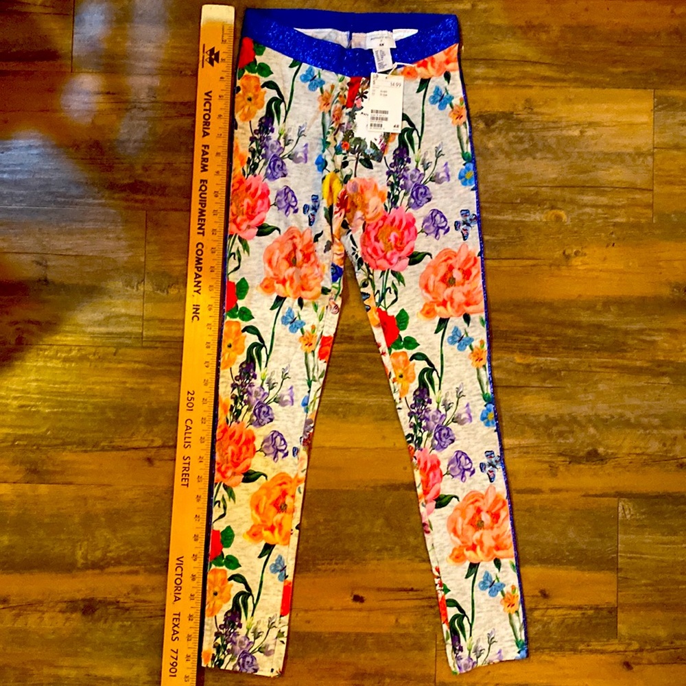 H & M 11-12Y floral leggings-girls NWT